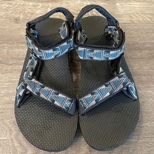 NEW Mens TEVA ORIGINAL UNIVERSAL Mashup Black/Blue US Size 9 WATER STRAP SANDALS